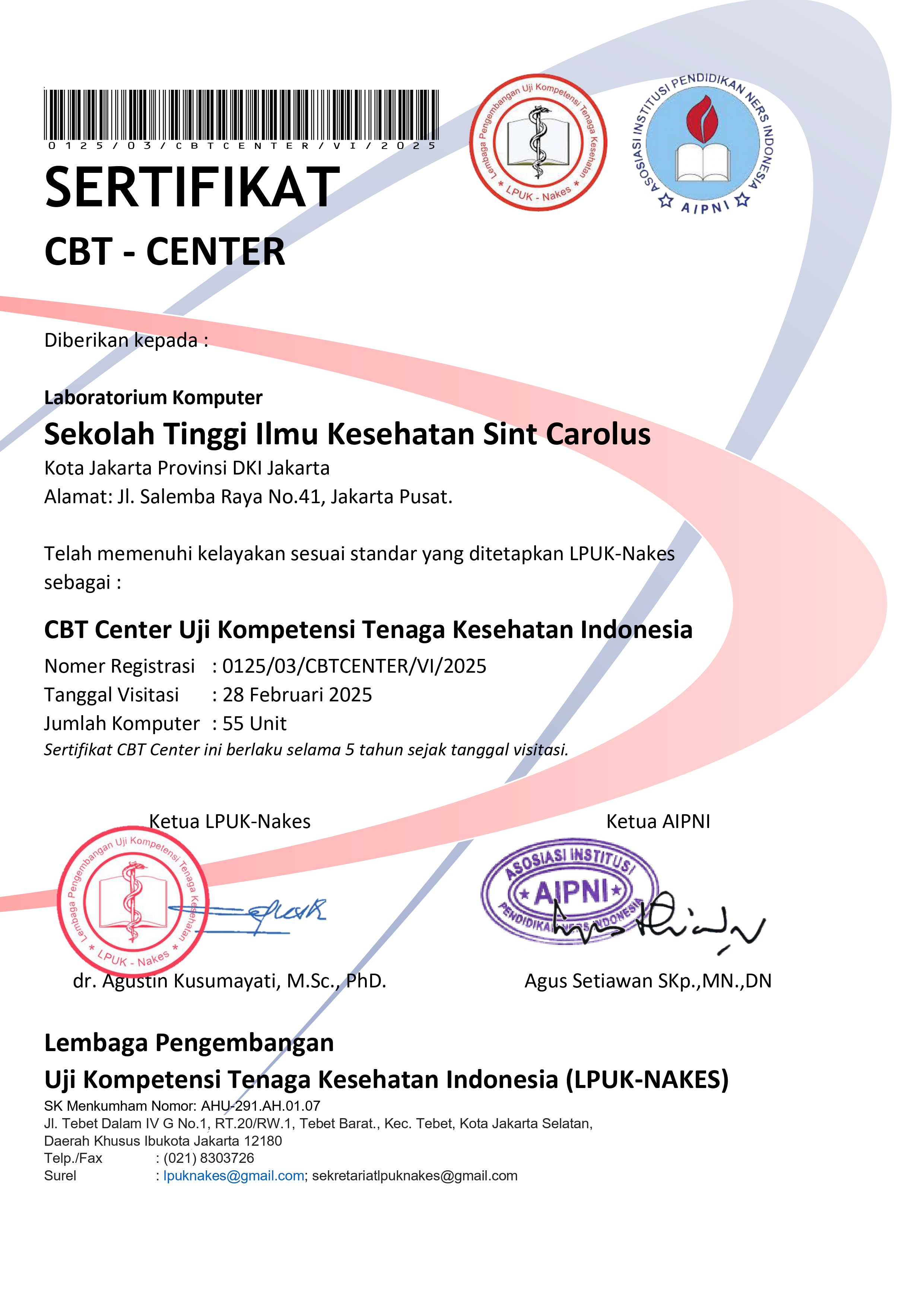 Laboratorium Komputer STIK Sint Carolus Resmi Terakreditasi sebagai Lab CBT